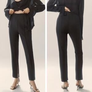 Anthropologie High Rise Black Zip Ankle Legging Trousers Capsule Travel Medium